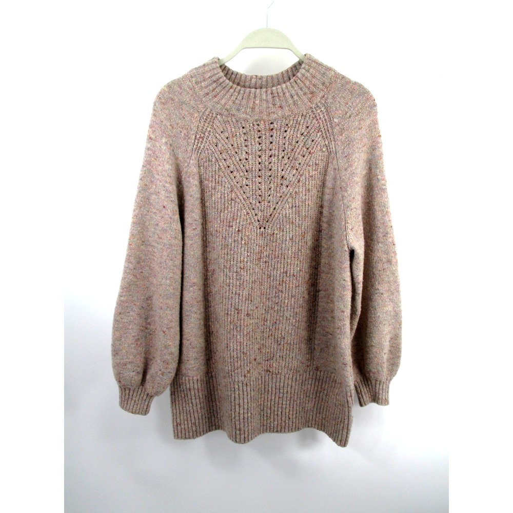 Lauren Conrad Pullover Sweater Womens L Beige Heather Preppy Chunky Knit Puff LS